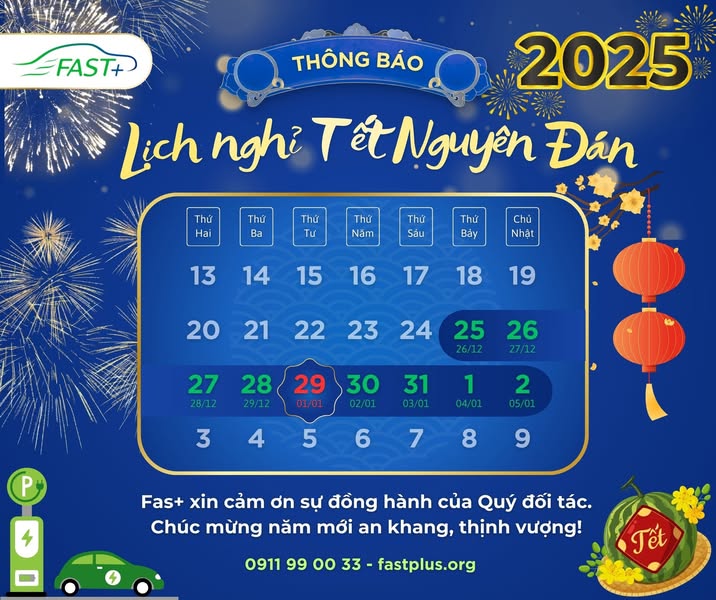 Thông báo nghỉ Tết Nguyên đán Ất Tỵ 2025