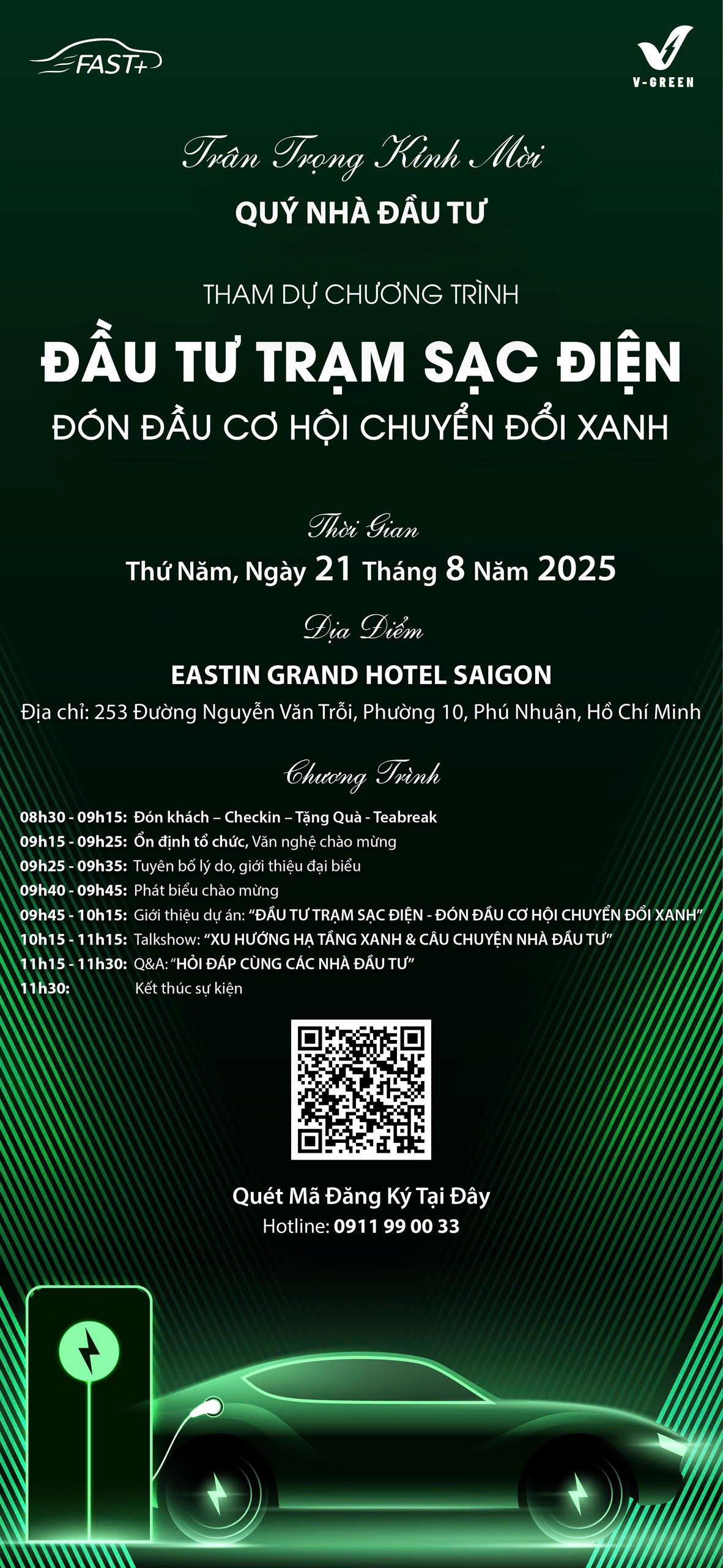 HỒ CHÍ MINH – SỰ KIỆN ĐẦU TƯ HOT NHẤT THÁNG 8 – ĐẦU TƯ TRẠM SẠC – ĐÓN ĐẦU XU HƯỚNG CHUYỂN ĐỔI XANH