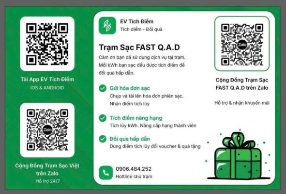 FAST+ mở đăng ký sử dụng miễn phí EV LOYALTY – ứng dụng tích điểm dành cho chủ trạm sạc nhượng quyền VGreen