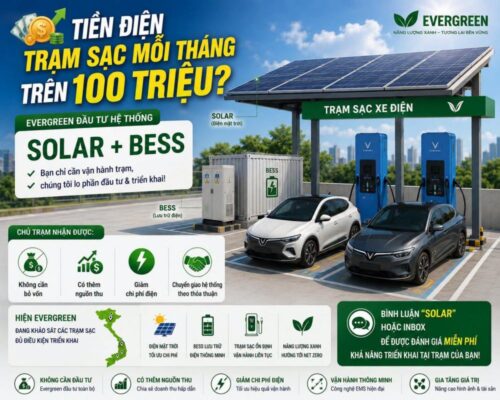 Evergreen đầu tư hệ thống Solar + BESS cho trạm sạc.